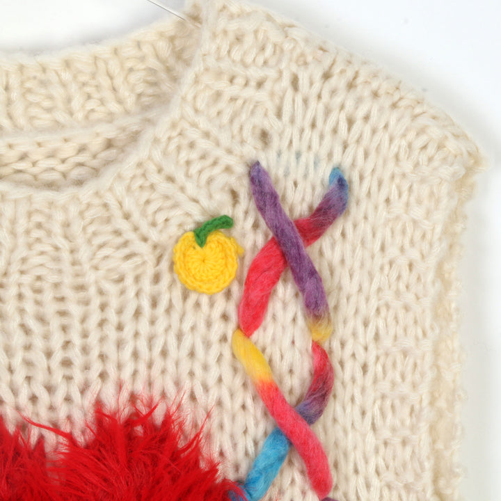 Sweet personality sleeveless Hand-crocheted love knitted vest