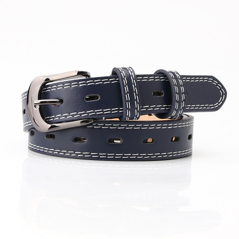 Women's fashion belt with double-line versatile belt