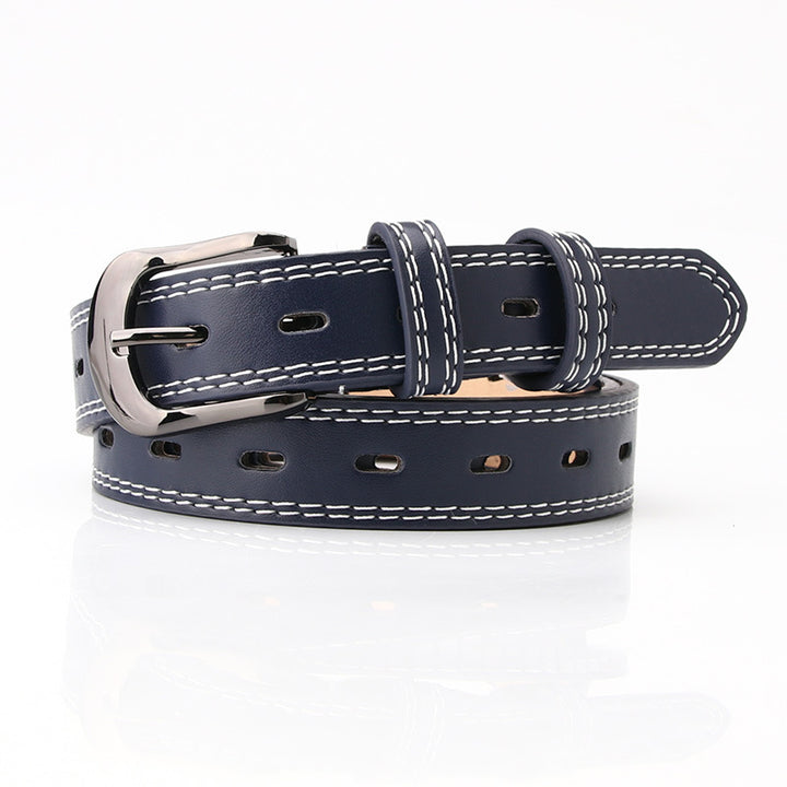 Women's fashion belt with double-line versatile belt