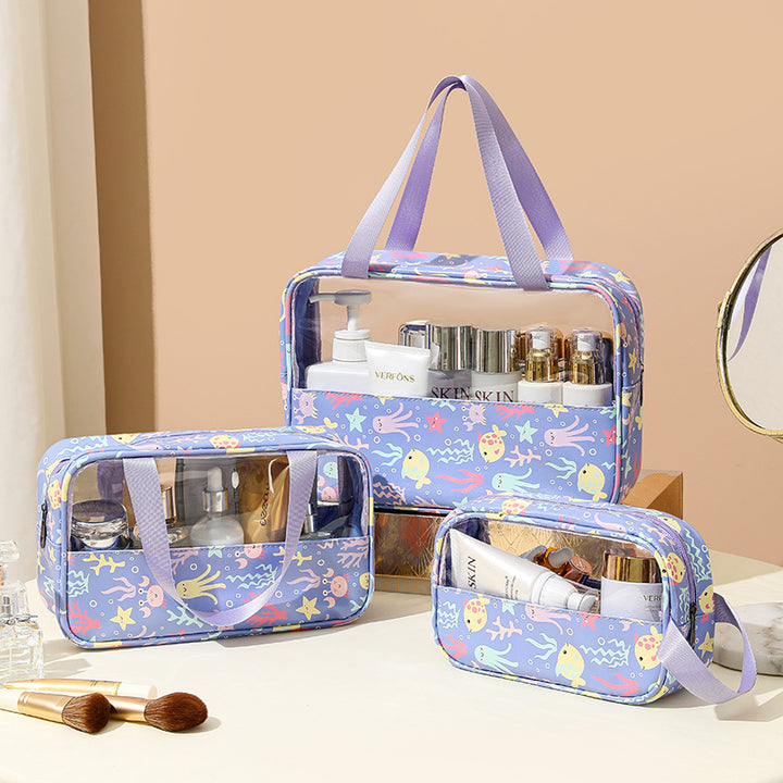 PVC large capacity cosmetic bag portable travel bag-3pcs set