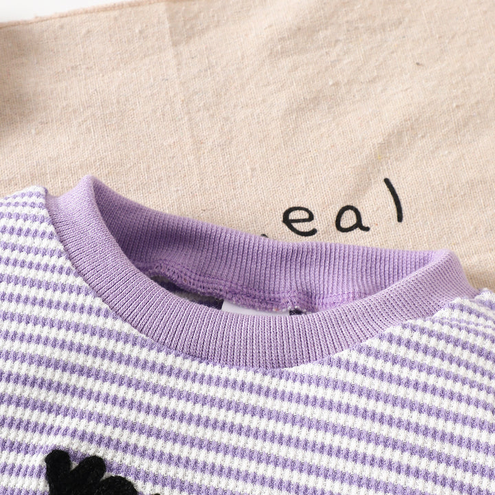 Boo Halloween Towel embroidery striped sweatshirt set