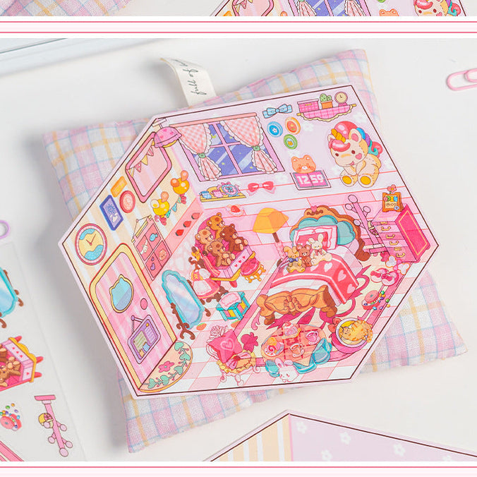 Landscaping Stickers Cartoon House Scene Landscaping Stickers