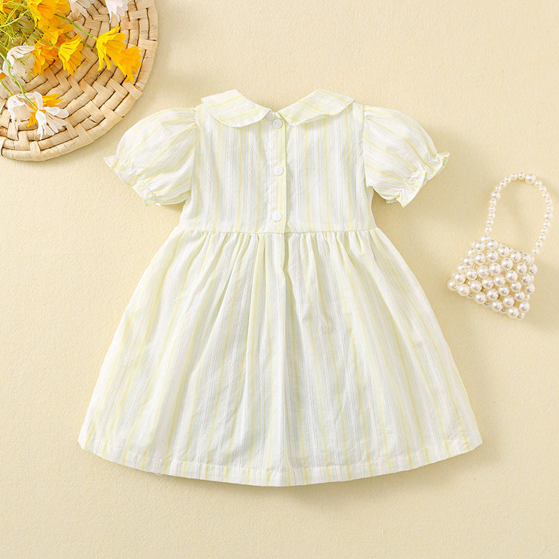 Cute embroidered cherry princess smocked dress