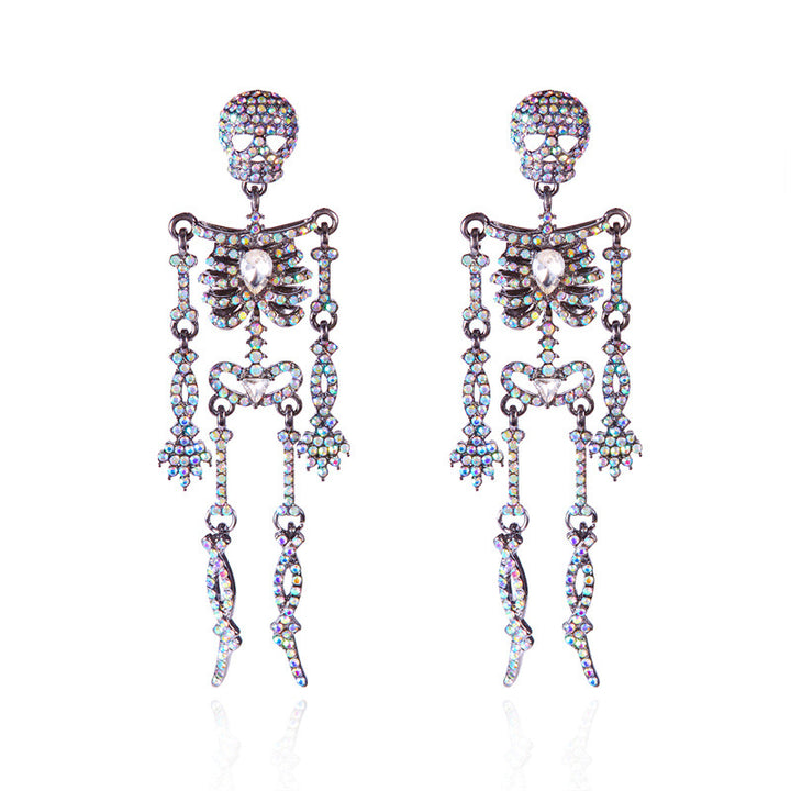 Halloween diamond skull skeleton earrings