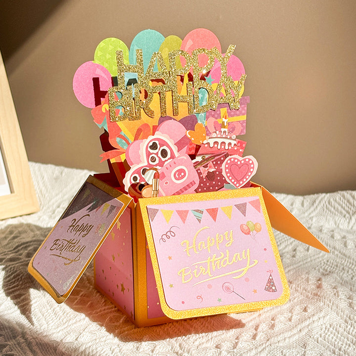 3D birthday box greeting card happy birthday card