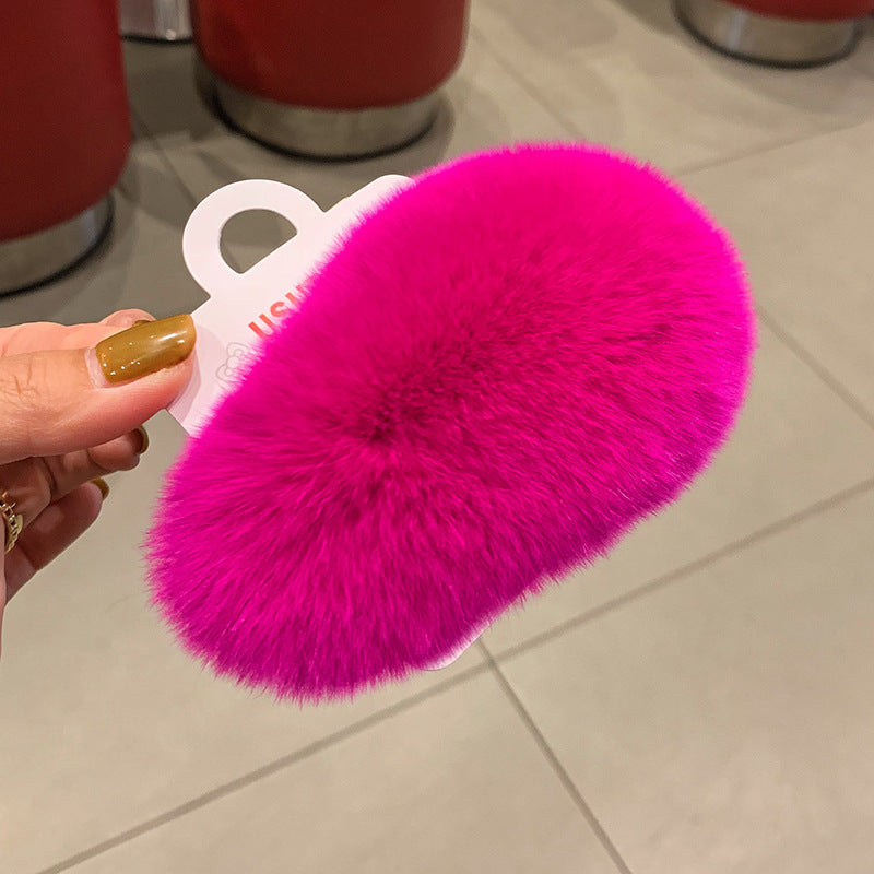 Furry plush hair clip for girls women