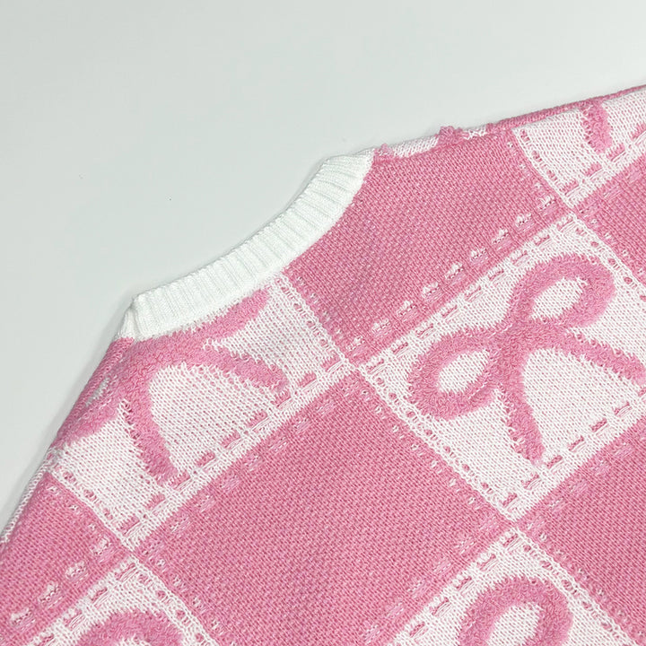 Sweet Christmas pink bow sweater for women
