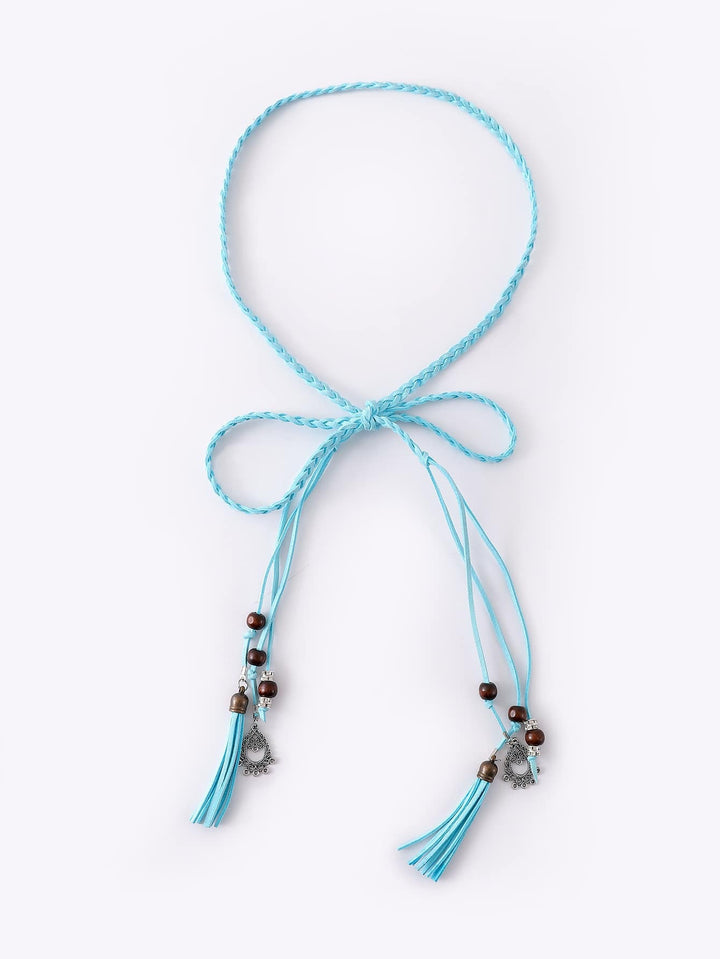 Boho style braided waist rope women's belt