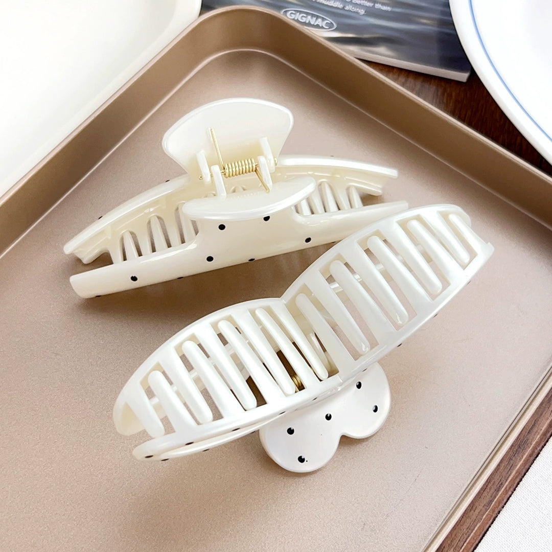 Pearlescent white Polka dot hair clip geometric Claw clip
