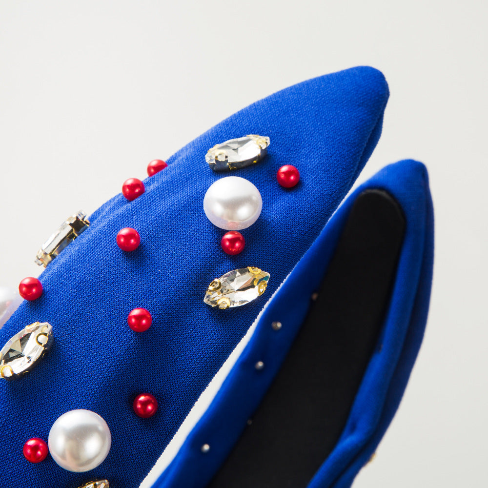 Knotted beaded  diamond pearl Headband for 4th of July