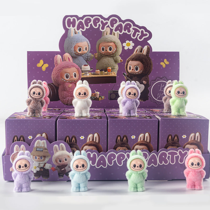 Flocking labubu Ornaments Gift Children's Toys Blind Bag Blind Box