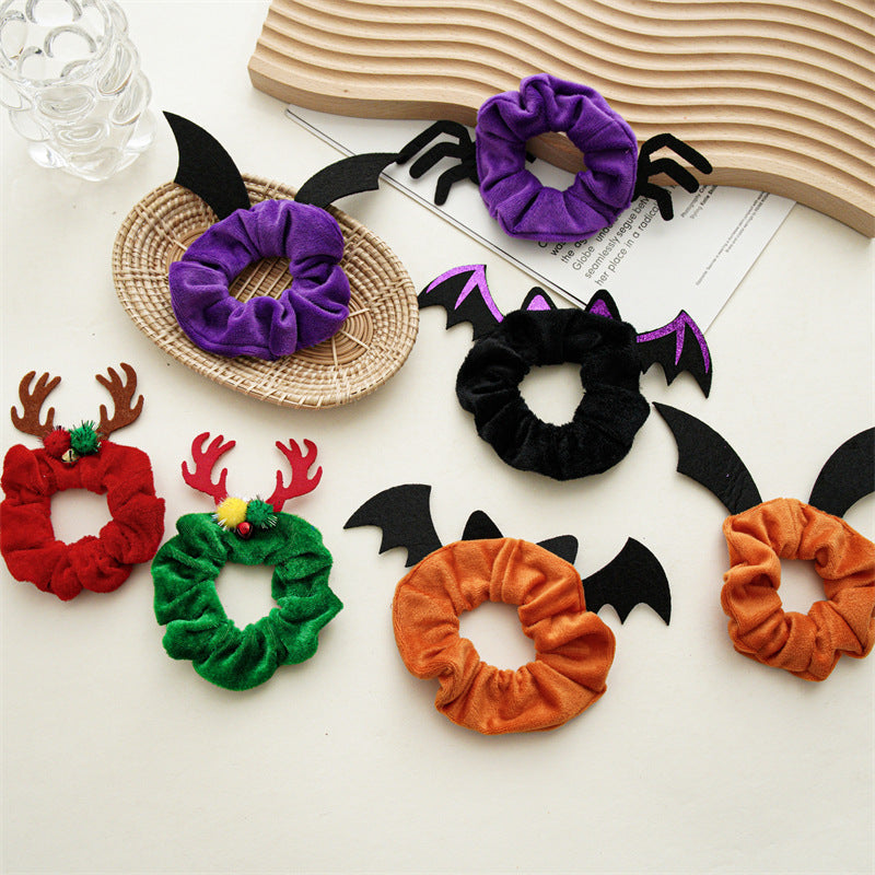 Halloween Hair Accessories Party Bat Bow Intestine Hair Ring