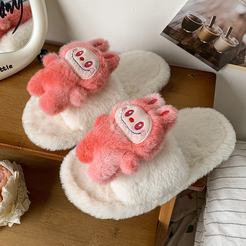 Labubu plush home slippers