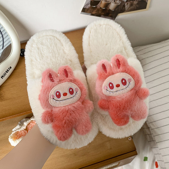 Labubu plush home slippers