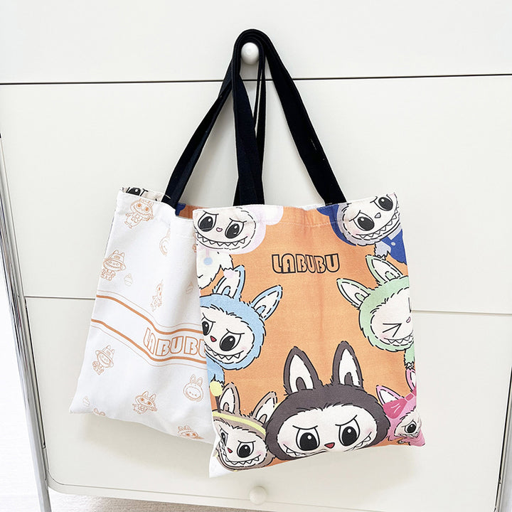 Labubu canvas shoulder bag large capacity tote bag