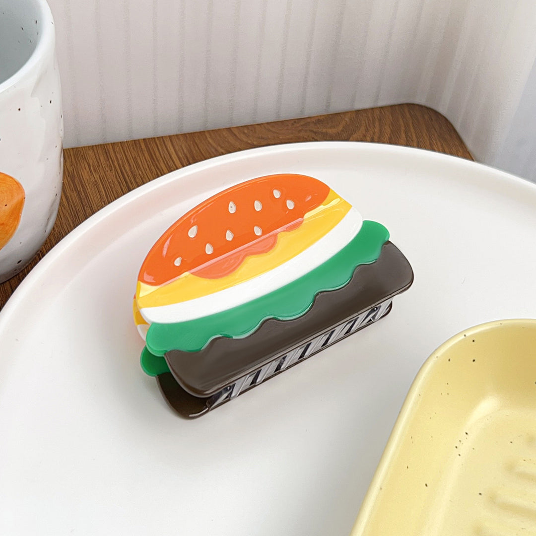 Cute hamburger hair claw clip fast food theme Childish hair clip