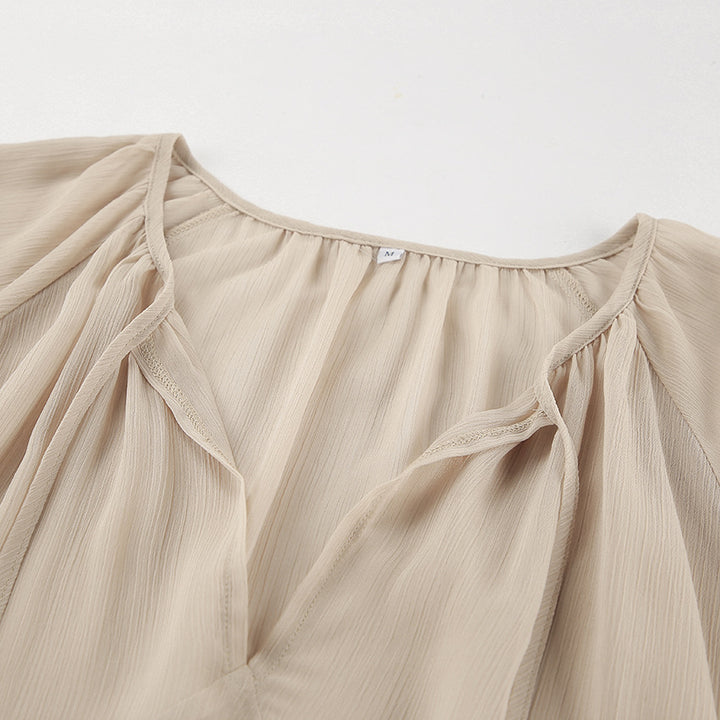 Flowy See-through chiffon dress Flounced Chiffon Dress