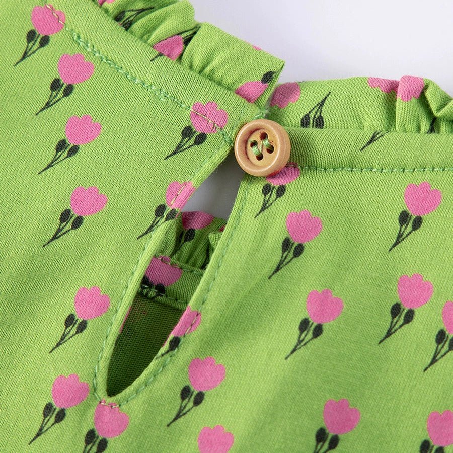 Girls Tulip Print Short Sleeve Dress