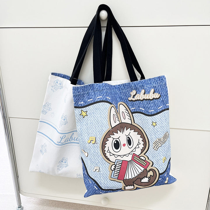 Labubu canvas shoulder bag large capacity tote bag