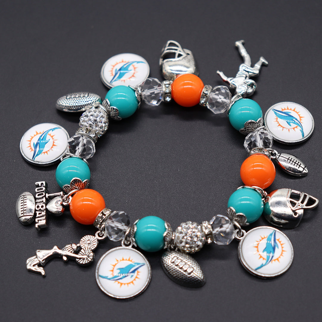 Football Game Day Alloy pendant beaded bracelets