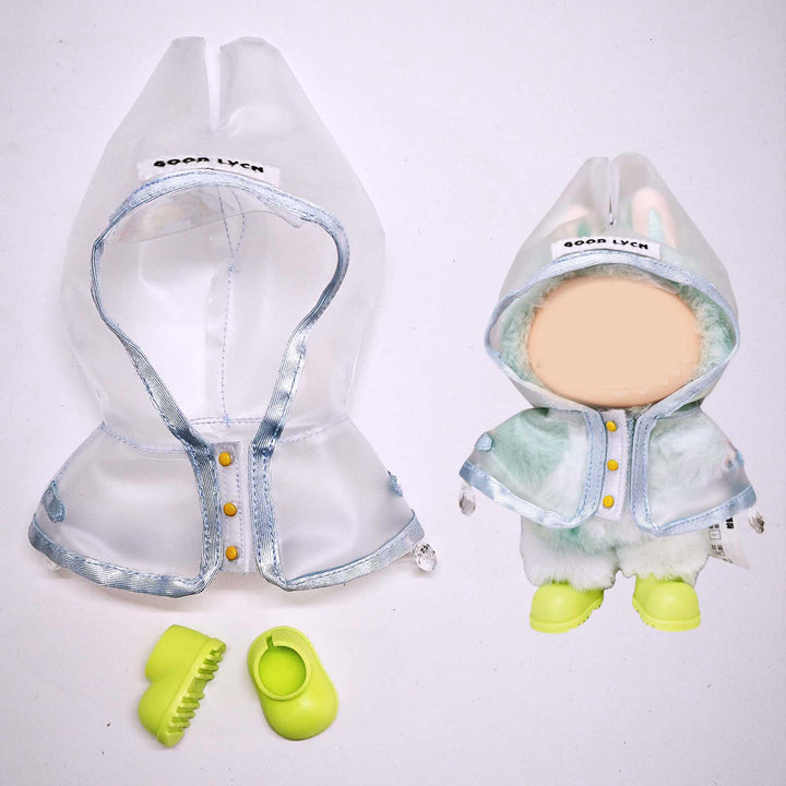 Labubu transparent raincoat&rain boots 2pcs set