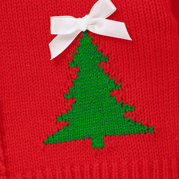 Christmas tree jacquard cute bow knitted sweater