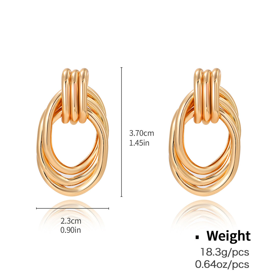 French retro style gold geometric earrings versatile earrings