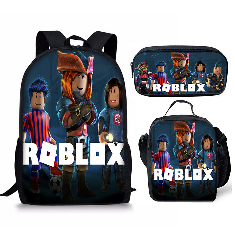 Roblox theme schoolbag students backpack 3pcs set
