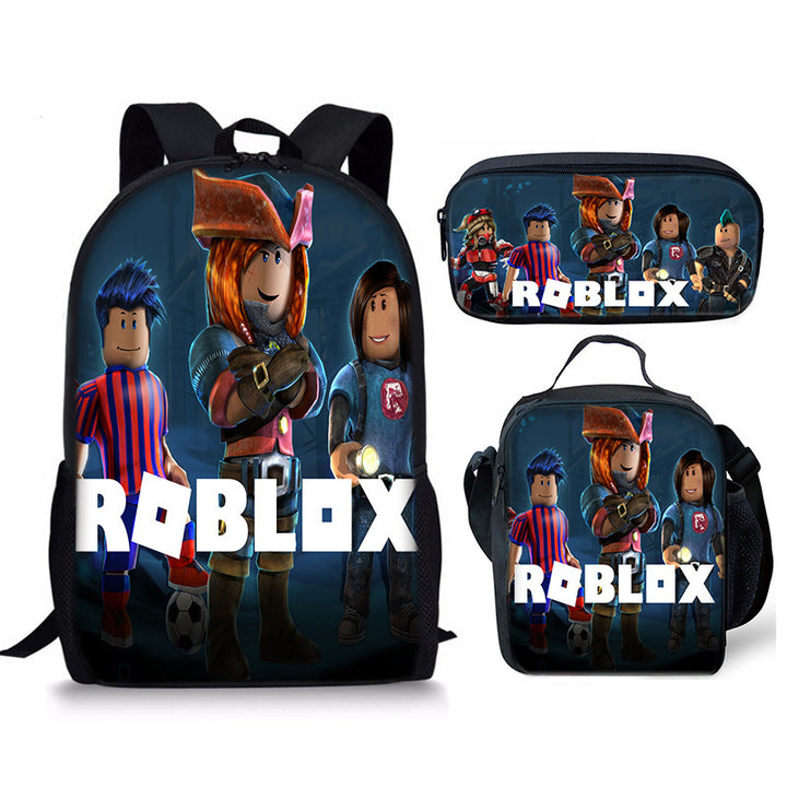 Roblox theme schoolbag students backpack 3pcs set