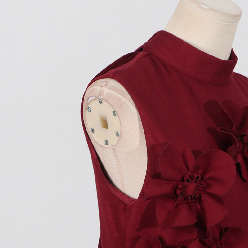 3D Pink Flower deco Maxi dress Evening dress
