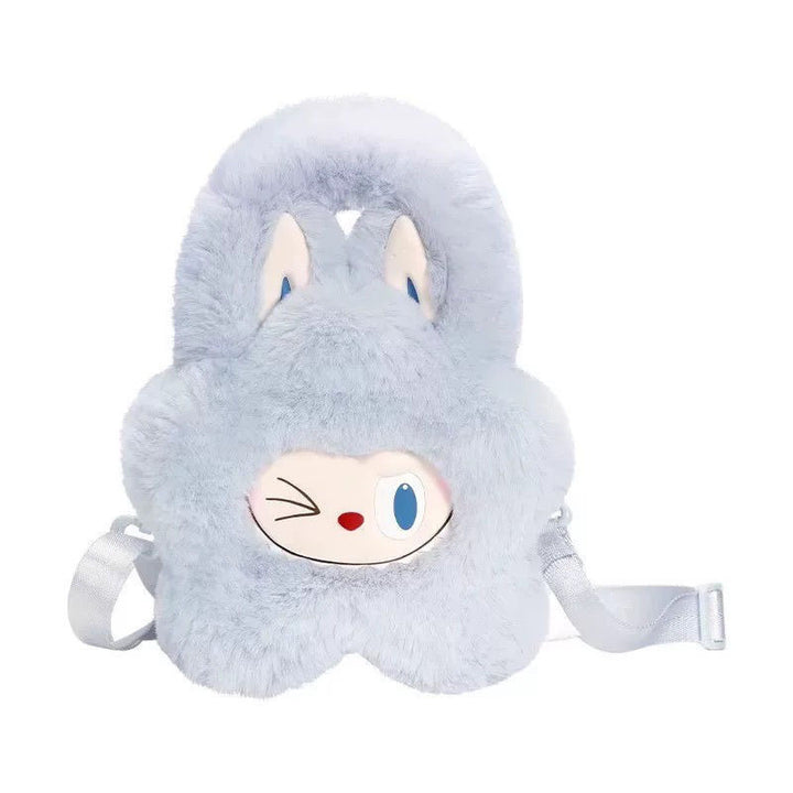 Labubu flower shape furry cute handbag