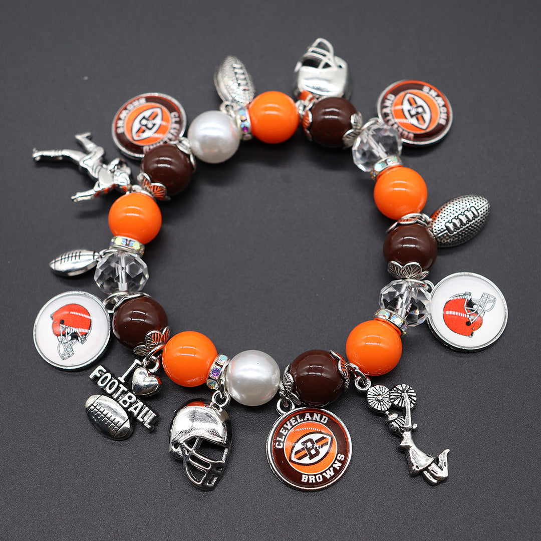 Football Game Day Alloy pendant beaded bracelets