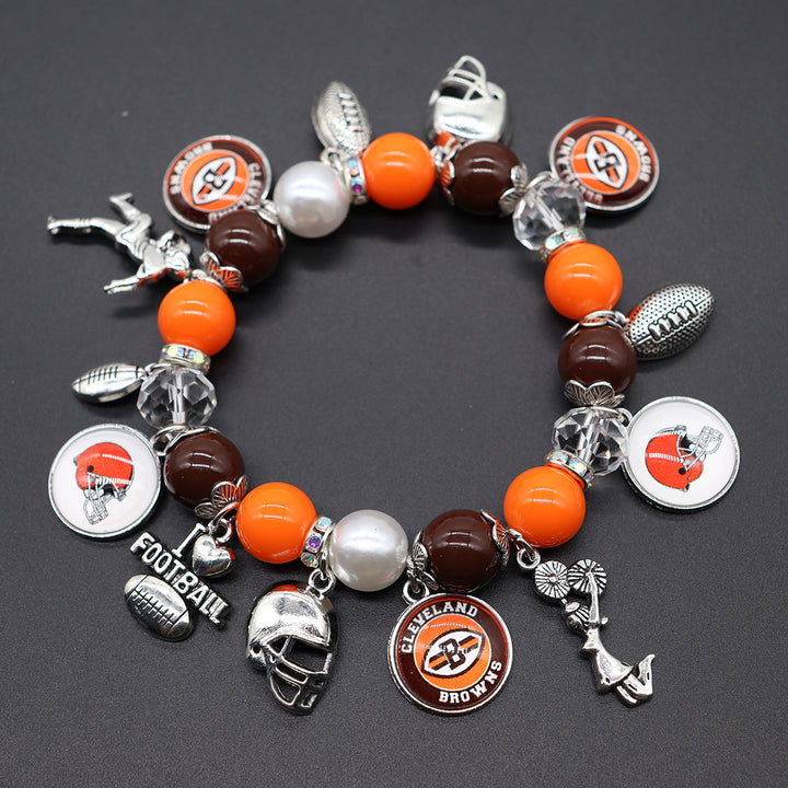 Football Game Day Alloy pendant beaded bracelets