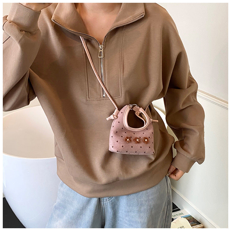 Sweet flower girls handbag polka dot mini crossbody bag