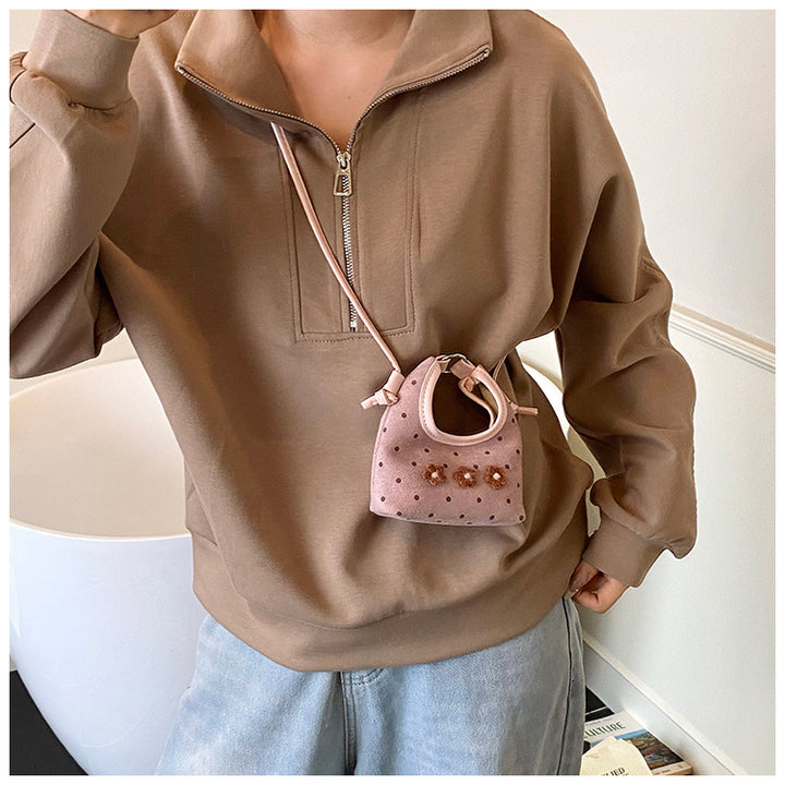 Sweet flower girls handbag polka dot mini crossbody bag