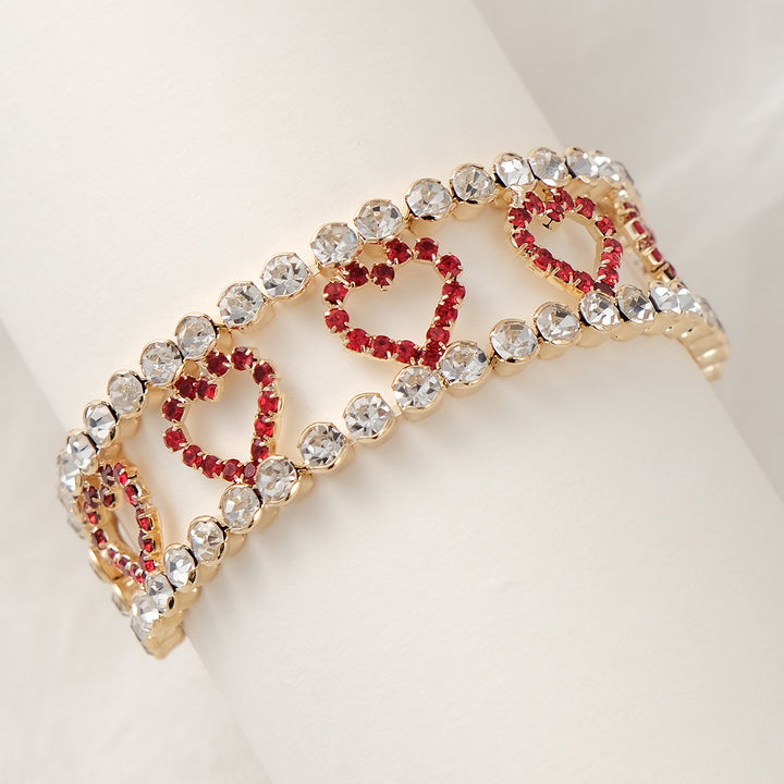 Valentine's Day heart-shaped hollow layered bracelet for women.