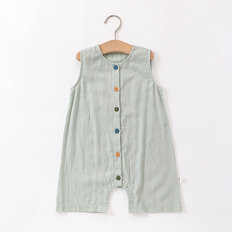 Baby summer sleeveless breathable cotton jumpsuit