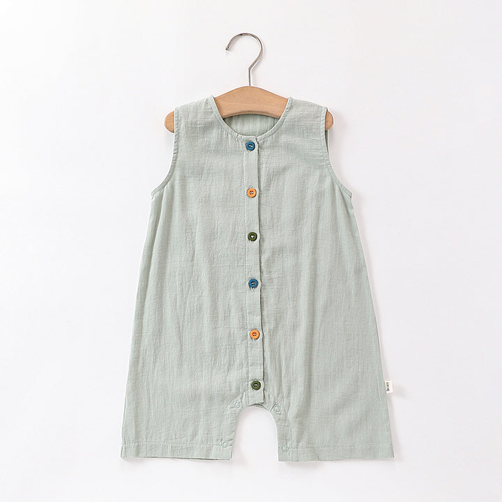 Baby summer sleeveless breathable cotton jumpsuit