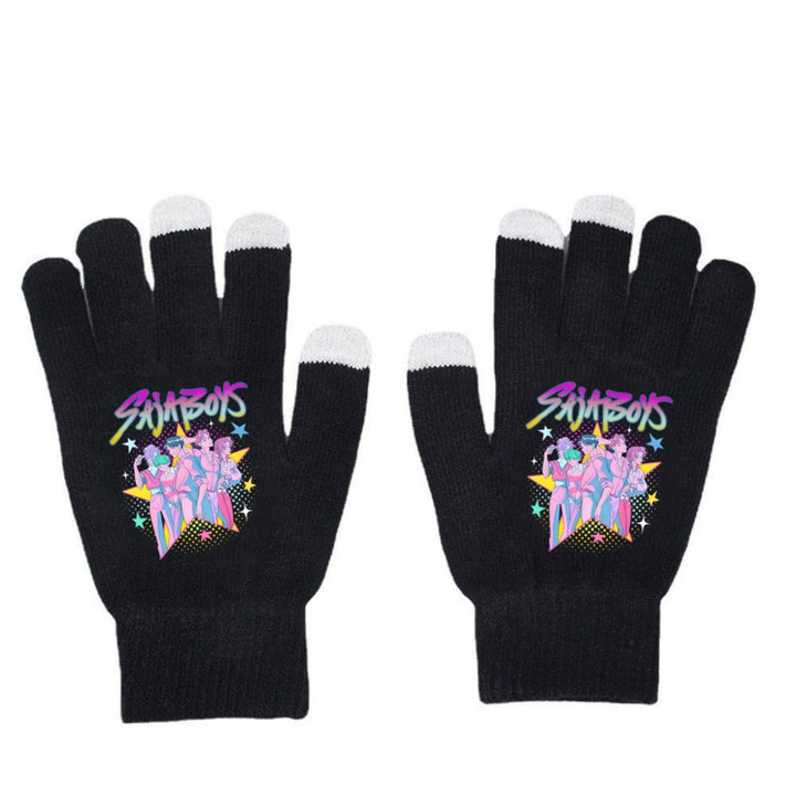 KPOP demon hunters Printed Knitted Touch Screen Gloves