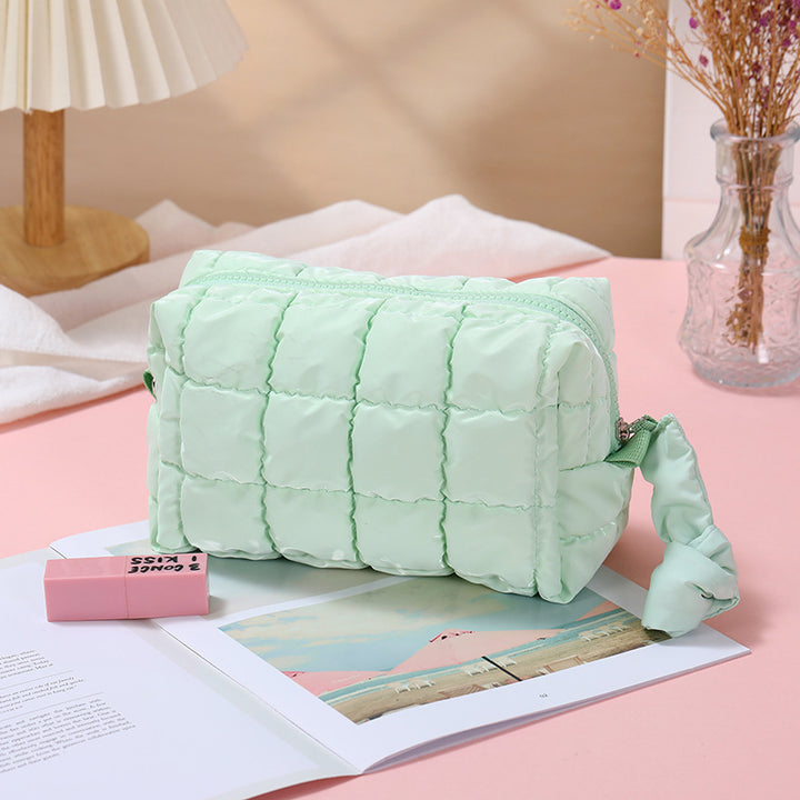 Puffer cosmetic bag portable pillow storage bag