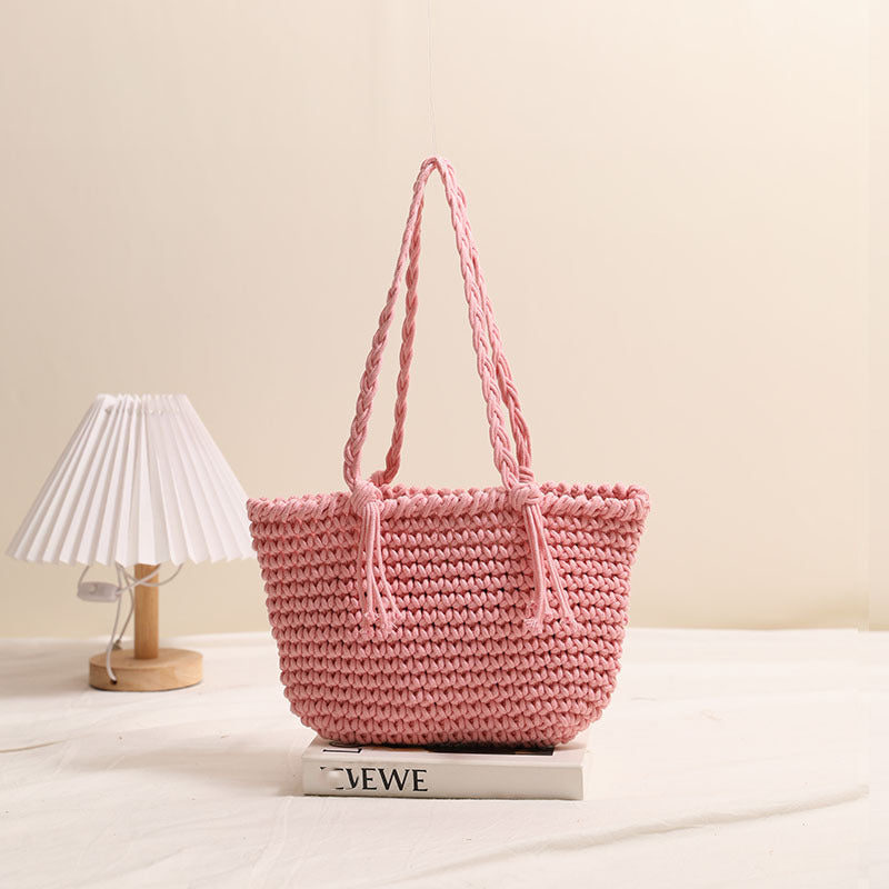 Tassel cotton woven bag colorful woven beach bag