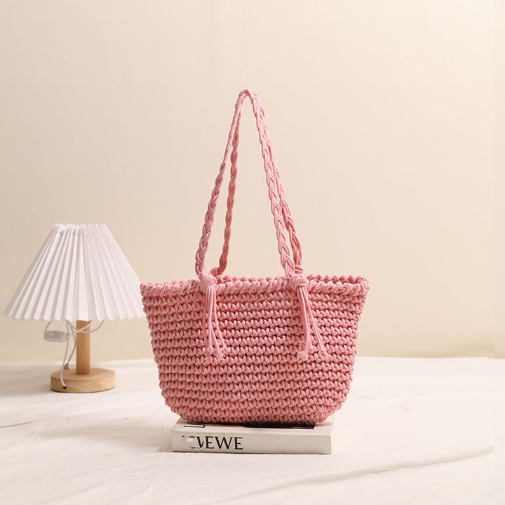 Tassel cotton woven bag colorful woven beach bag