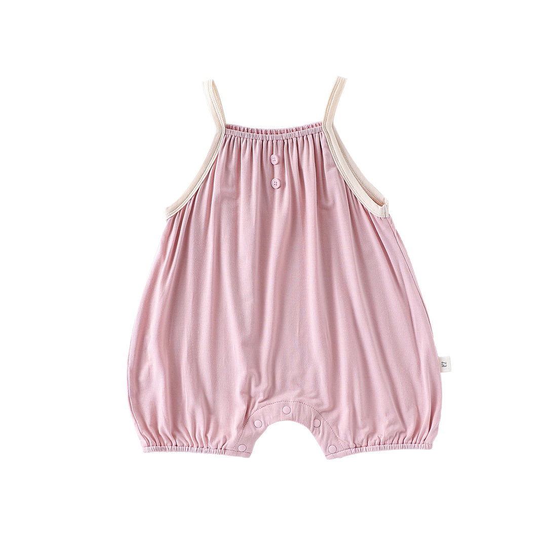 Summer baby solid color sling romper newborn clothes