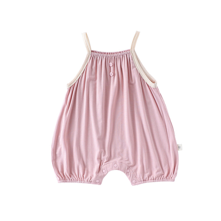 Summer baby solid color sling romper newborn clothes