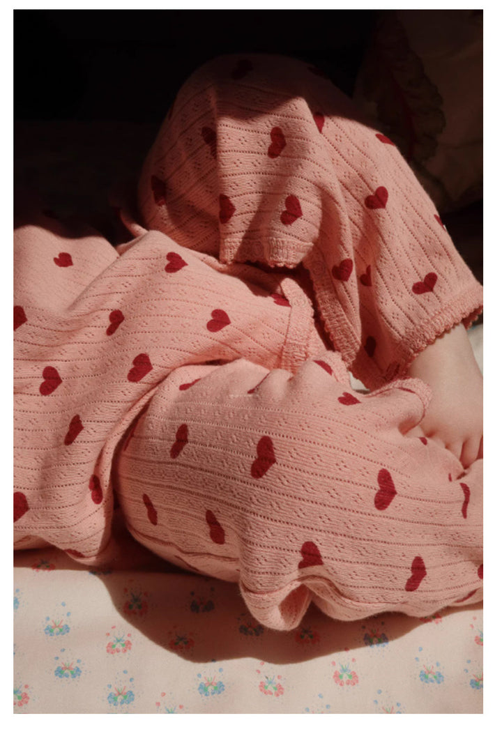 Baby pure cotton heart bow printed jumpsuit romper