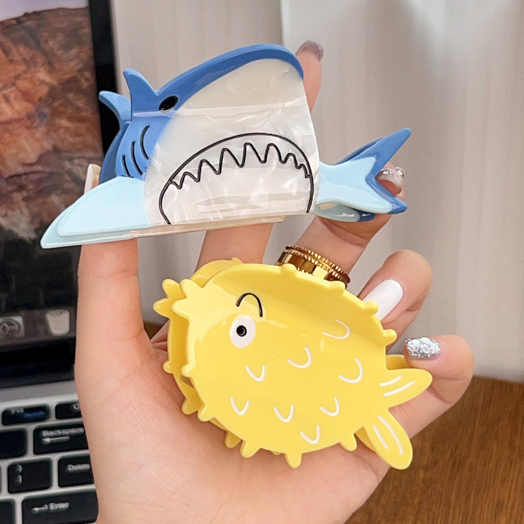 Ocean theme dolphin shark hair claw clip Childish summer hair clip
