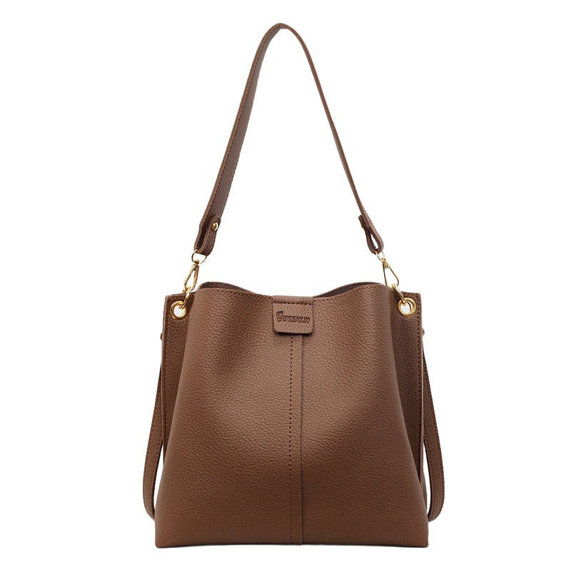 Large-capacity bucket shoulder bag for women