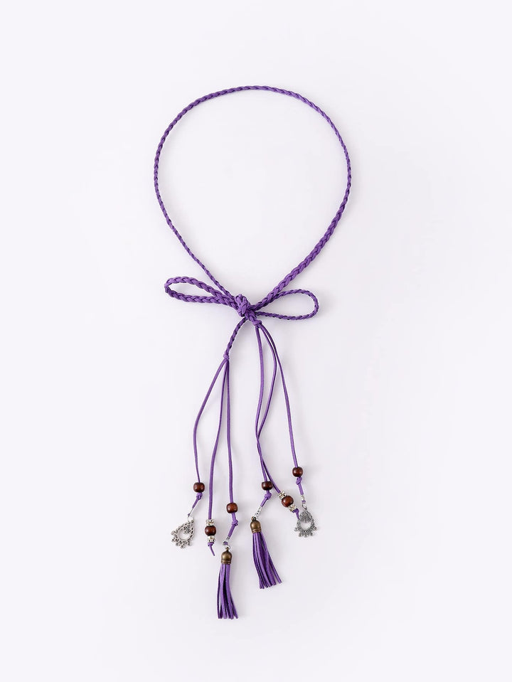 Boho style braided waist rope women's belt