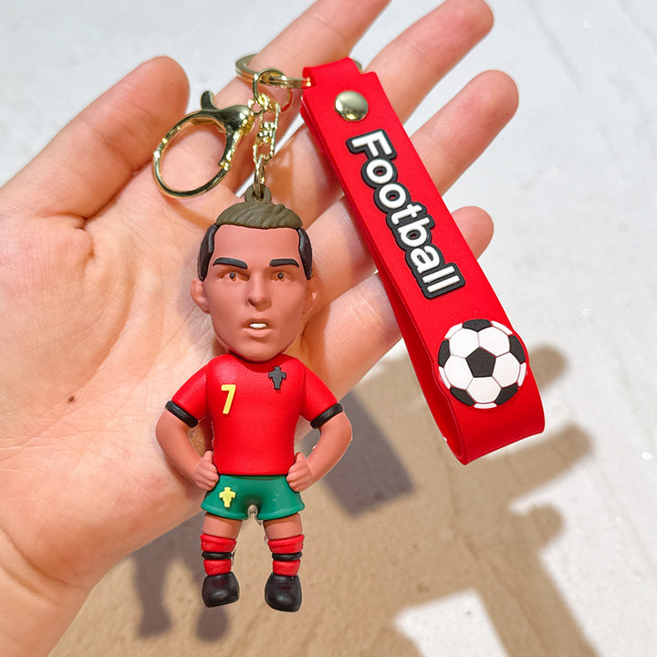 Football star character keychain Messi Ronaldo fan gift