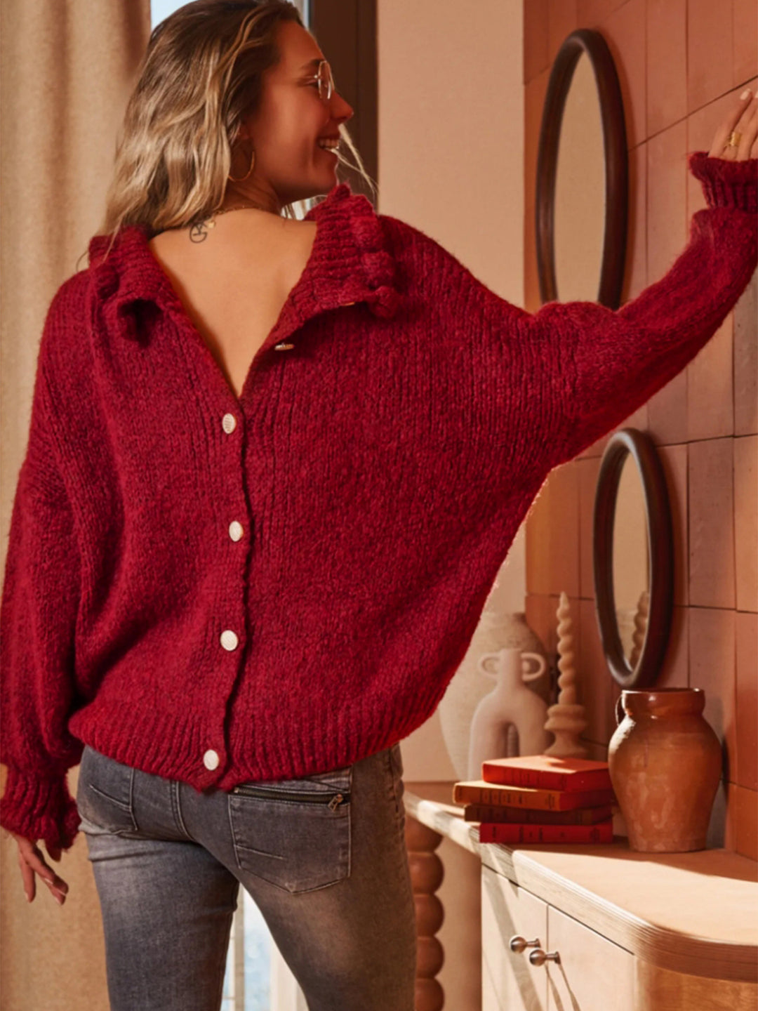 Christmas Turtleneck red sweater design cardigan